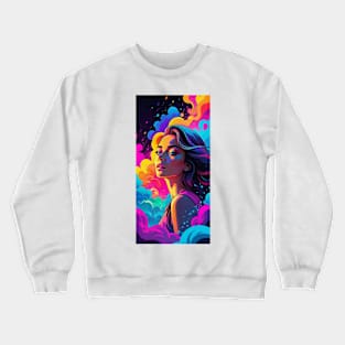 An Illustration of a Woman's Psychedelic Vision - colorful Crewneck Sweatshirt